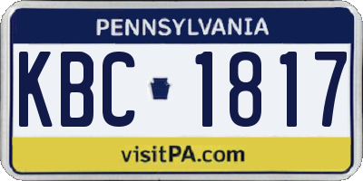 PA license plate KBC1817