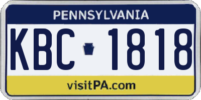 PA license plate KBC1818