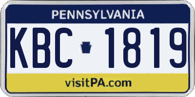 PA license plate KBC1819