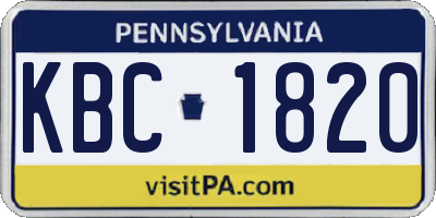 PA license plate KBC1820