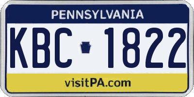 PA license plate KBC1822