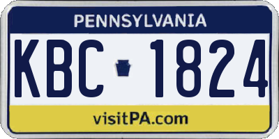 PA license plate KBC1824