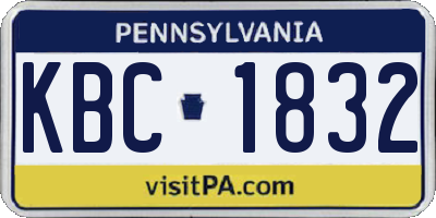 PA license plate KBC1832