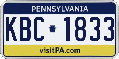PA license plate KBC1833