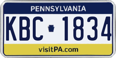 PA license plate KBC1834
