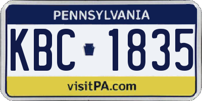 PA license plate KBC1835