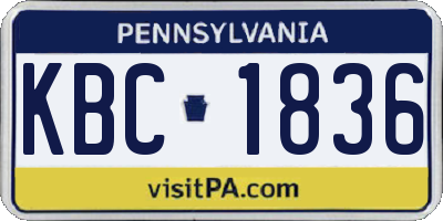 PA license plate KBC1836