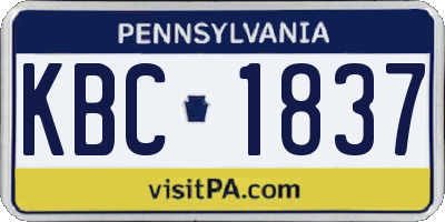 PA license plate KBC1837