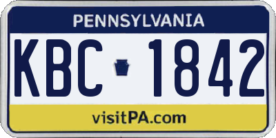 PA license plate KBC1842