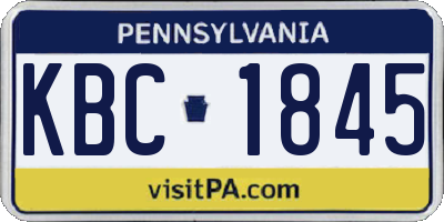 PA license plate KBC1845