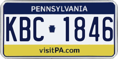 PA license plate KBC1846
