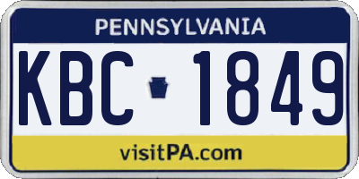 PA license plate KBC1849