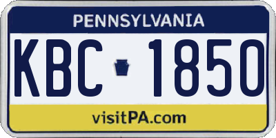 PA license plate KBC1850