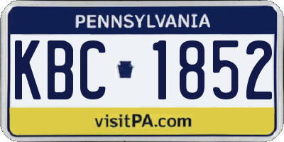 PA license plate KBC1852