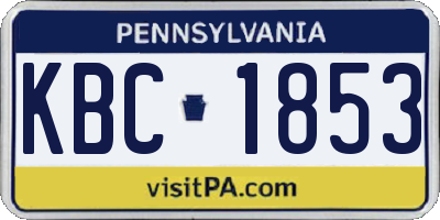 PA license plate KBC1853