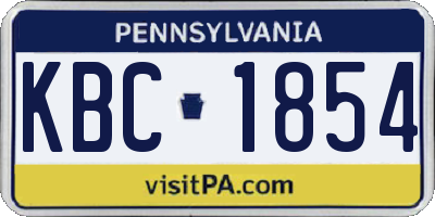 PA license plate KBC1854