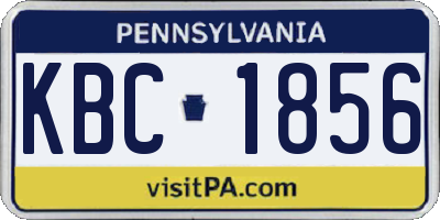 PA license plate KBC1856
