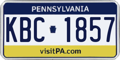 PA license plate KBC1857