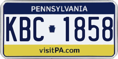 PA license plate KBC1858