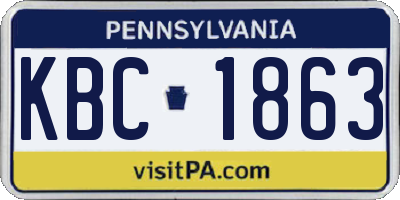PA license plate KBC1863