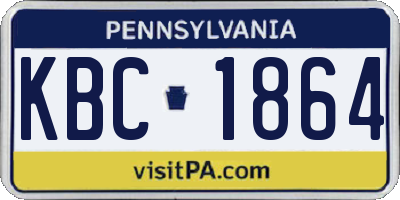PA license plate KBC1864