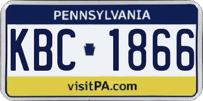 PA license plate KBC1866