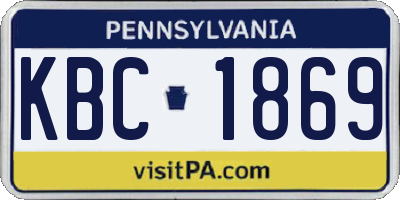 PA license plate KBC1869
