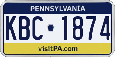 PA license plate KBC1874