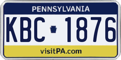 PA license plate KBC1876