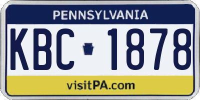 PA license plate KBC1878