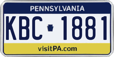 PA license plate KBC1881