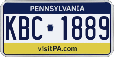 PA license plate KBC1889