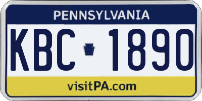 PA license plate KBC1890