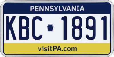 PA license plate KBC1891