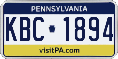PA license plate KBC1894
