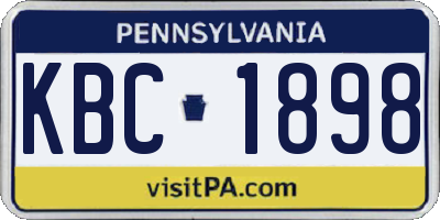 PA license plate KBC1898