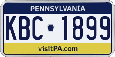 PA license plate KBC1899