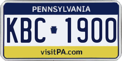 PA license plate KBC1900