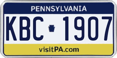 PA license plate KBC1907