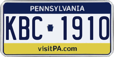 PA license plate KBC1910