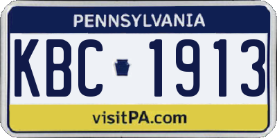 PA license plate KBC1913