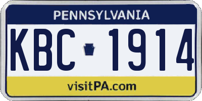 PA license plate KBC1914