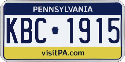 PA license plate KBC1915