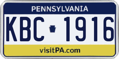 PA license plate KBC1916
