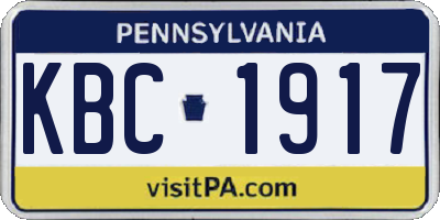PA license plate KBC1917