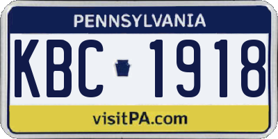 PA license plate KBC1918