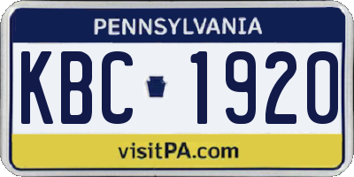 PA license plate KBC1920