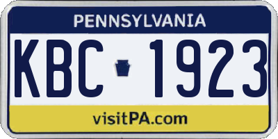 PA license plate KBC1923