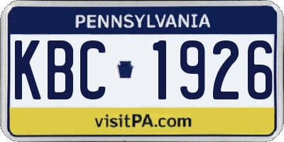 PA license plate KBC1926