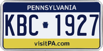 PA license plate KBC1927
